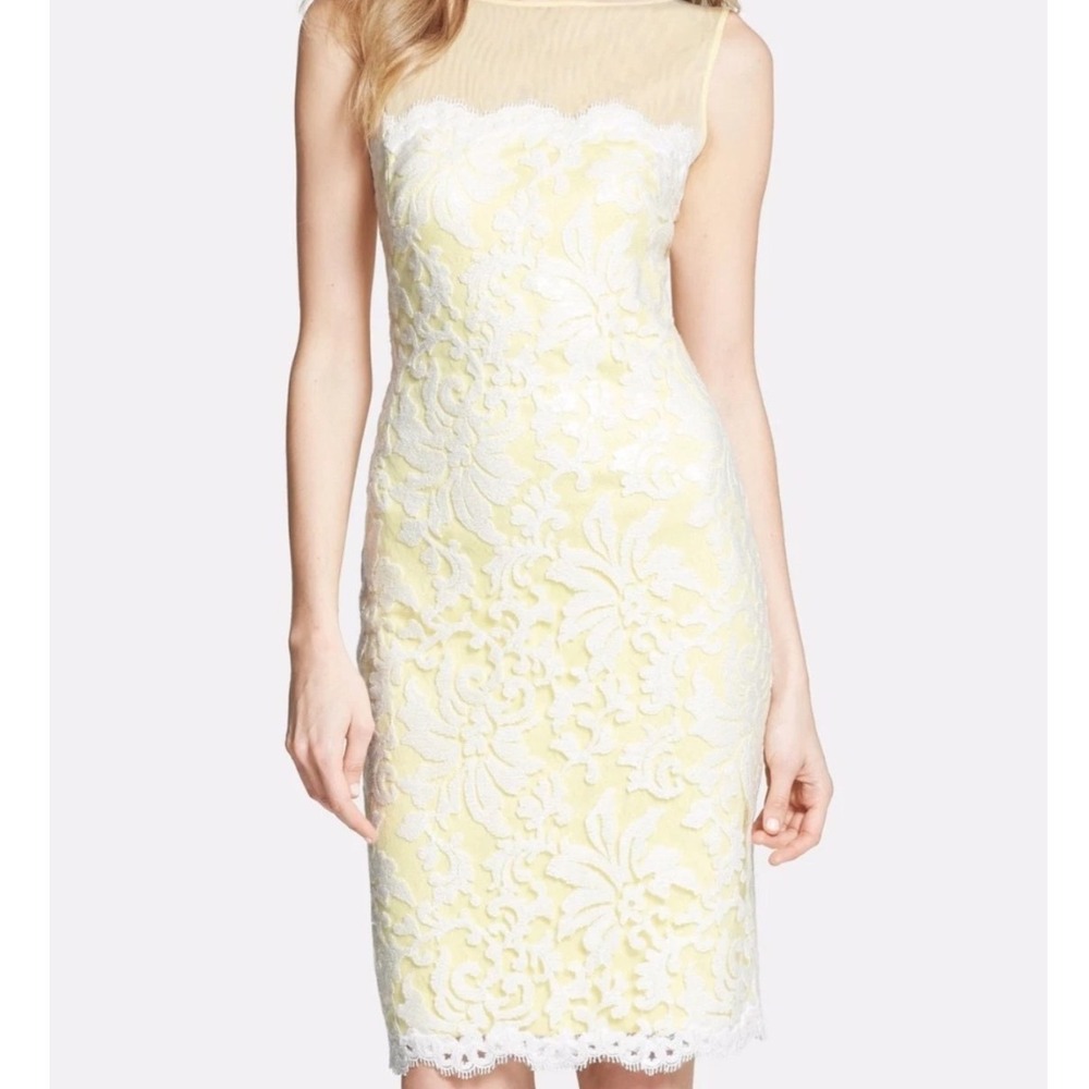 Tadashi Shoji Illusions Yoke Dress Womens 10 Embroidered Beaded Sequin Wedding‎